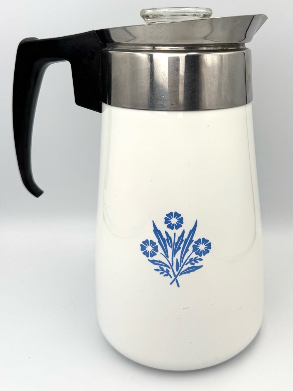 Vintage CorningWare 9 Cup Coffee Tea Pot Blue Cornflower Complete - Picture 7 of 8